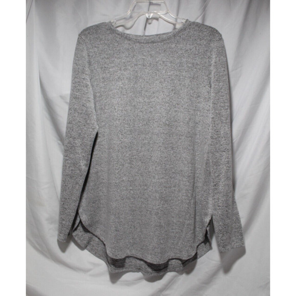 Ann Taylor Women's M Heather Gray Light Weight Tunic Sweater Reflexed Slits LS - Picture 3 of 12